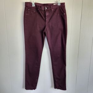 Rag & Bone zipper capri jeans crop cropped ankle burgundy maroon red 31
